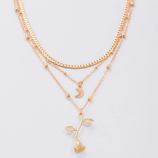 Bohemia Multilayer Moon Gold Color Necklaces