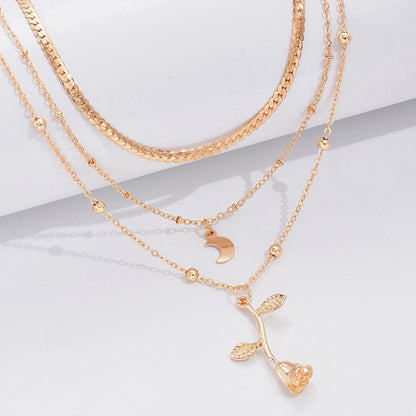 Bohemia Multilayer Moon Gold Color Necklaces
