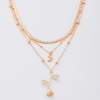Bohemia Multilayer Moon Gold Color Necklaces