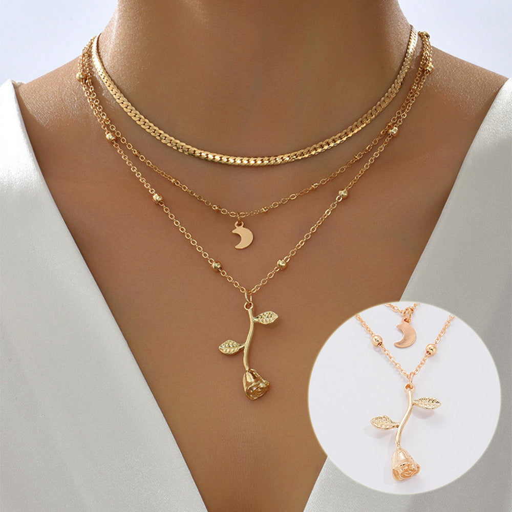 Bohemia Multilayer Moon Gold Color Necklaces