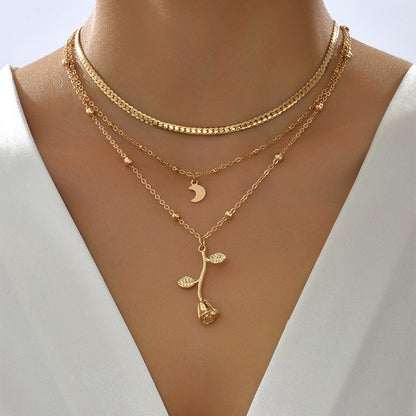 Bohemia Multilayer Moon Gold Color Necklaces